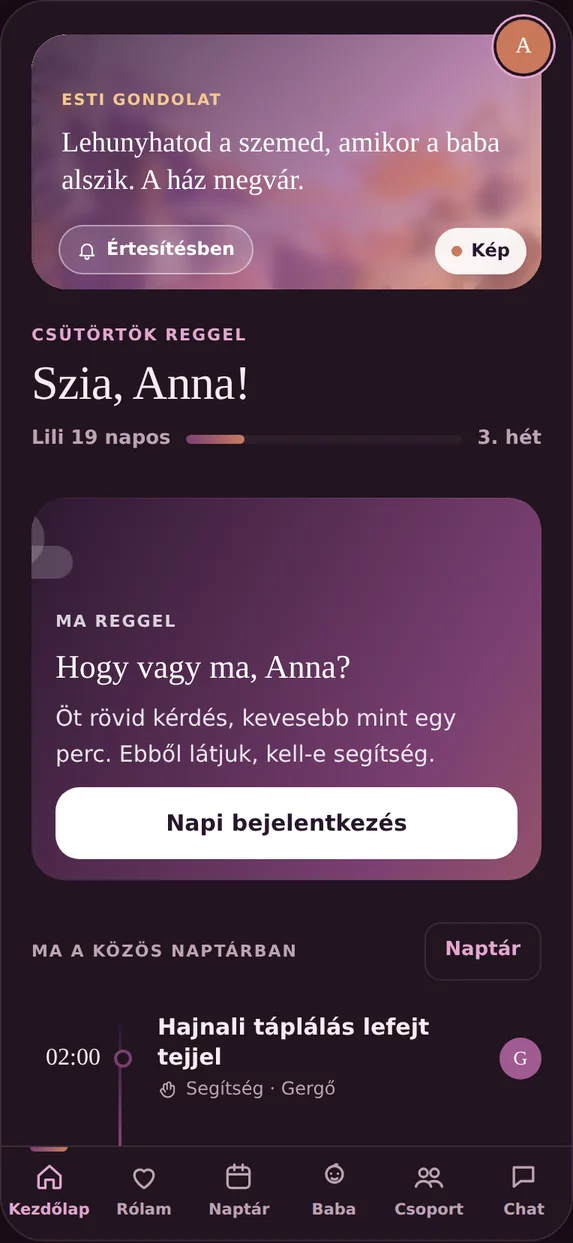 A kezdőlapon a reggeli kép helyén megjelenő napi gondolat